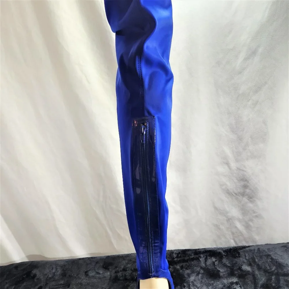 * Privileged Royal Blue Over The Knee Lycra Stretch Boots